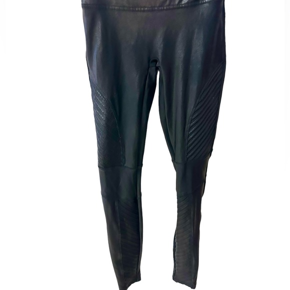 SPANX Faux Leather Shiny MOTO LEGGINGS BLACK-Size Small Excellent Condition! - Picture 3 of 11